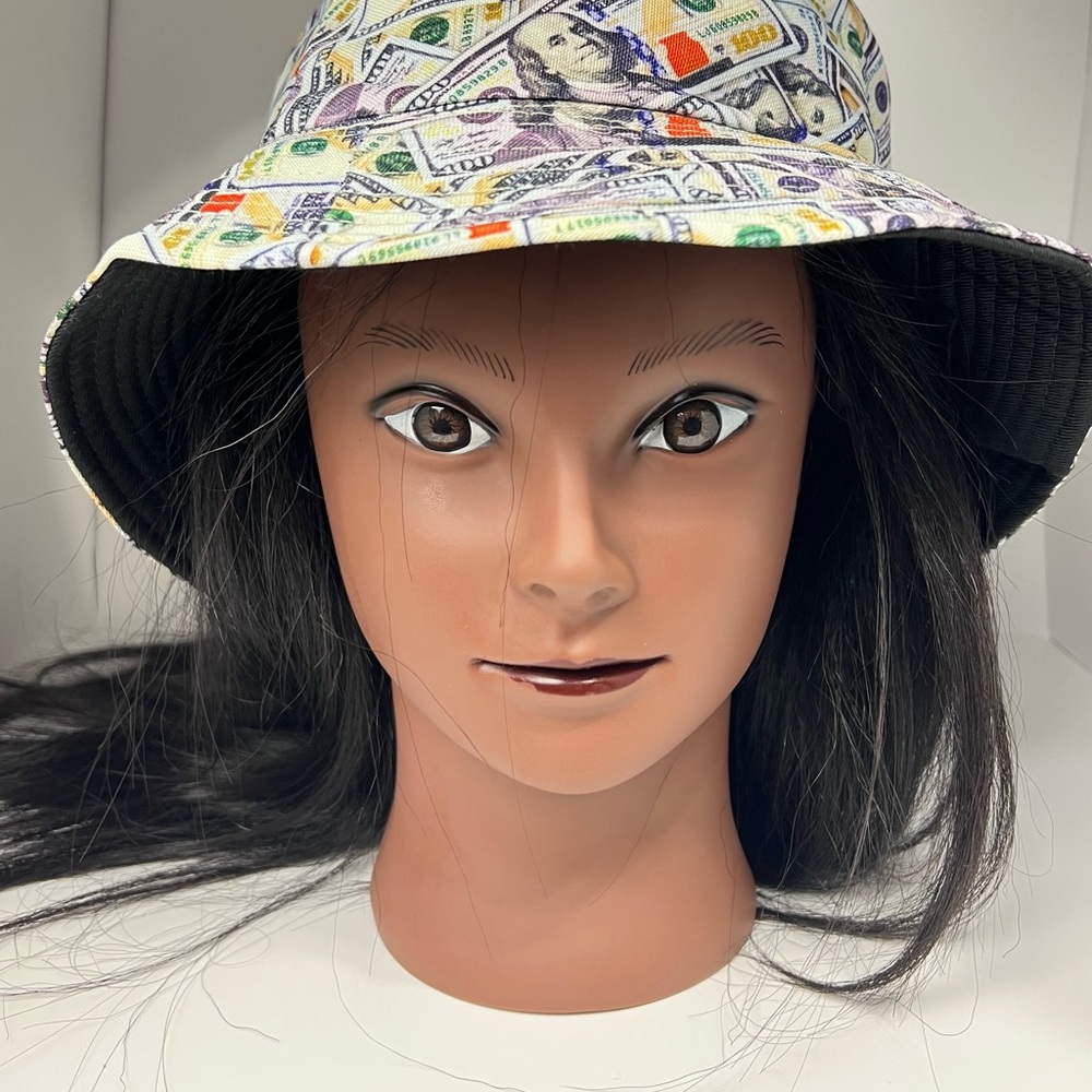 Money Print Bucket Hat Funny $100 Dollar Bill Pattern Festival Travel Beach Hat